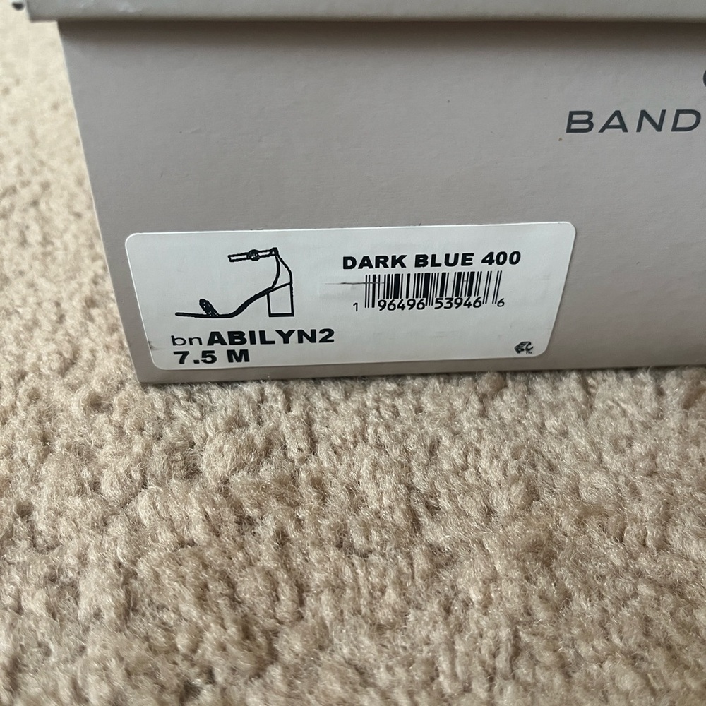 Bandolino dark navy blue block heel ankle strap sandal-gold accents NIB-sz 7.5M - Picture 5 of 6